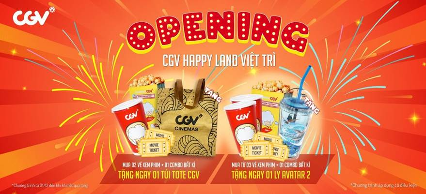 CGV Happy Land Việt Trì chính thức mở cửa trở lại từ ngày 1/12 